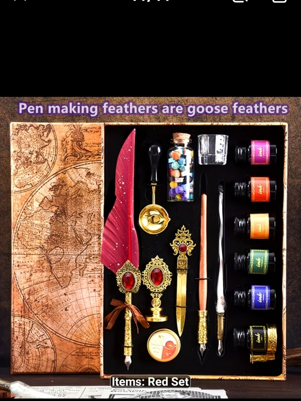 New Red Goose Feather 15pc Calligraphy Set #1328-2284